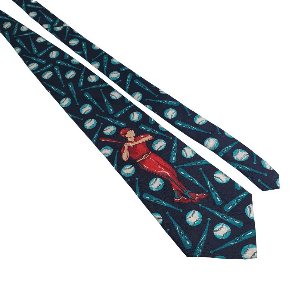 Joe Boxer Home Run Designer Baseball Necktie Tie Office Novelty Baseball Player